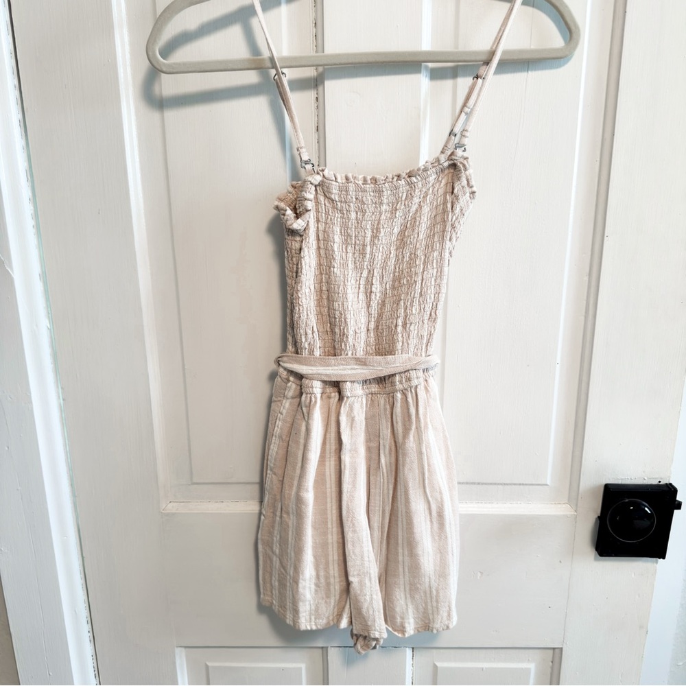 Bluenotes cream and white striped romper xsmall